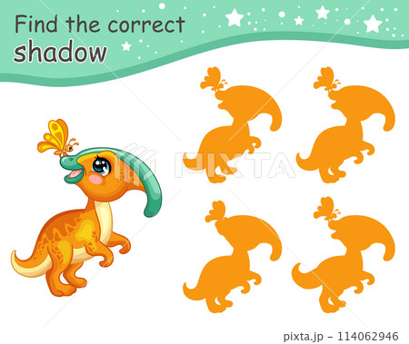 Find correct shadow of parasaurolophus baby dinosaur vector 114062946