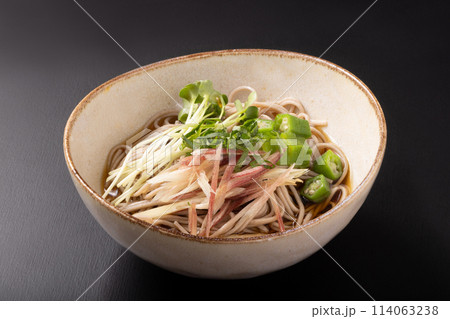 冷やし蕎麦（オクラ　ミョウガ　カイワレ　大葉） 114063238