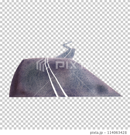 Paved road. A hand-drawn watercolor illustration. The road goes into perspective. Isolate. Designed for flyers, banners and postcards. For invitations, posters and stickers. for stickers and prints. 114063428
