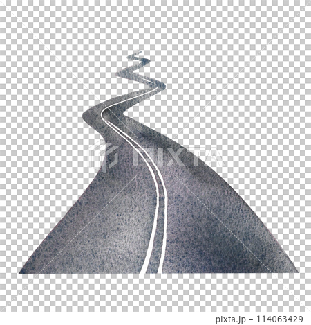 Paved road. A hand-drawn watercolor...のイラスト素材 [114063429] - PIXTA