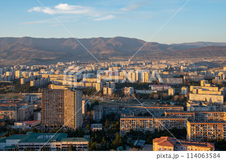 Residential area of Tbilisi, multi-storey buildings in Gldani 114063584
