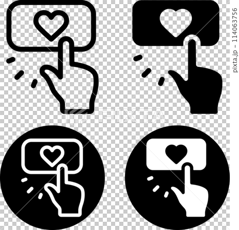 Finger pressing the heart button icon set 114063756