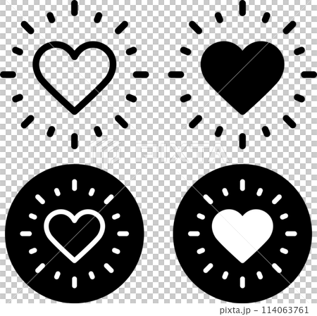 Shining heart icon set Shining heart icon set 114063761