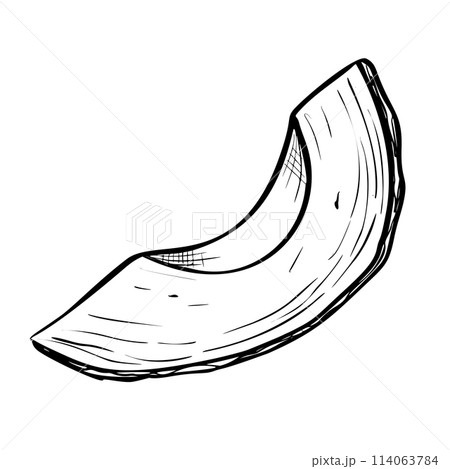 Avocado Slice vector illustration. Hand drawn sketch on isolated background. Drawing of a piece of Fruit painted by black inks. Botanical etching of vegetable. Engraving of a plant. Avocado Slice vector illustration. Hand drawn sketch on isolated background. Drawing of a piece of Fruit painted by black inks. Botanical etching of vegetable. Engraving of a plant. 114063784