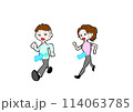 空調服を着て歩く男性と女性のイラスト 114063785