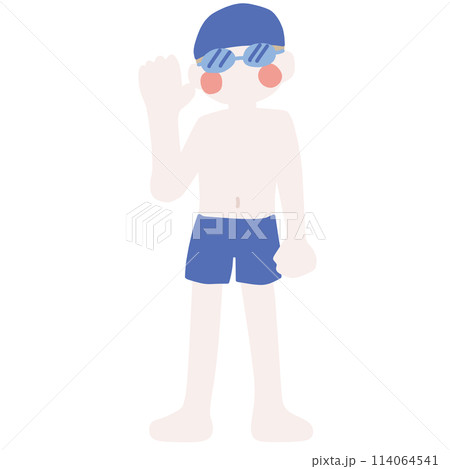 運動目的や授業などで着ていそうな水着の男の子のイラスト 114064541