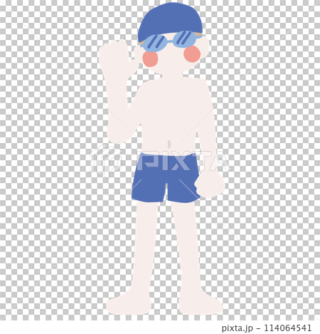 運動目的や授業などで着ていそうな水着の男の子のイラスト 114064541