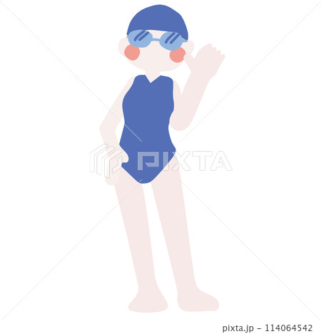 運動目的や授業などで着ていそうな水着の女の子のイラスト 114064542