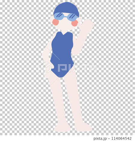運動目的や授業などで着ていそうな水着の女の子のイラスト 114064542
