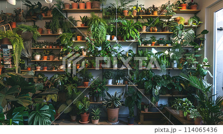 壁一面の観葉植物のイラスト素材 [114065436] - PIXTA