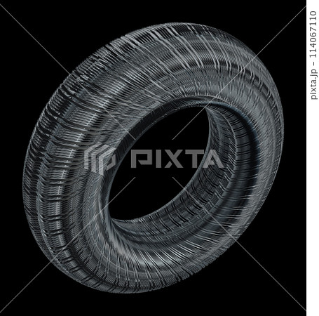 Industrial Coil in High Detail on Black Background 114067110