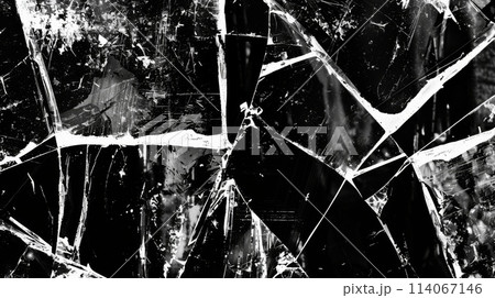 Cool grungy y2k broken glass, with a negative photocopy effect . Rough brutal elements for 90s vintage design. Ai Generative. 114067146