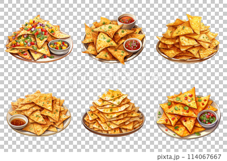 A Platter Overflowing with Crunchy Tortilla Chips and Savory Toppings 114067667