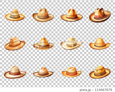 Vibrant Mexican Sombrero with Wide Brim and Tall Crown 114067679