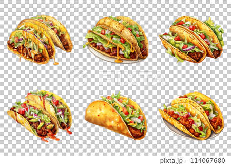 Delicious Ground Beef Taco in Soft Corn Tortilla with Fresh Ingredients 114067680