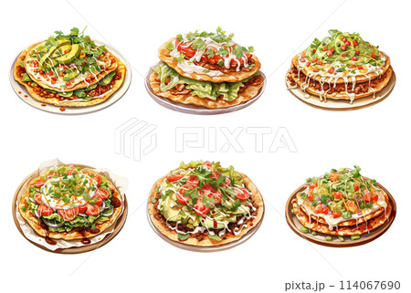 Crispy Tostadas Loaded with Delicious Toppings 114067690