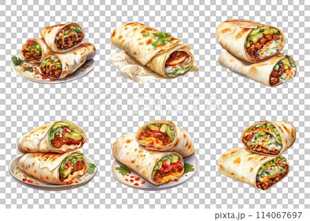 Delicious Burritos in Vibrant Wraps, Perfect for Any Meal 114067697