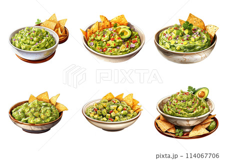 A Vibrant Green Bowl of Creamy Avocado Dip for Tortilla Chips 114067706