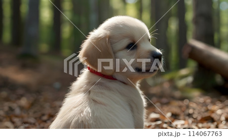 自然の中の愛らしい子犬/茶色い子犬 114067763