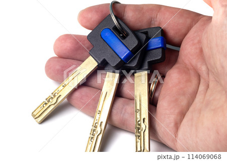 Bunch of keys on the hand palm 114069068