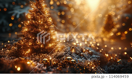 Christmas Tree Illuminated at Night 114069459