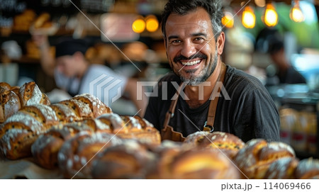 Smiling Man With Breads 114069466