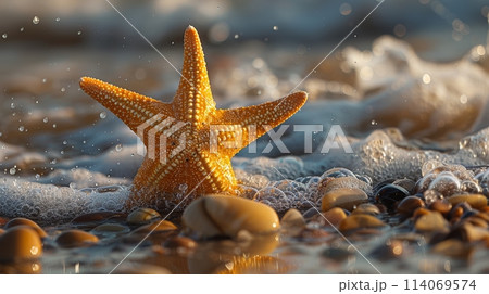 Starfish on Sandy Beach Starfish on Sandy Beach 114069574