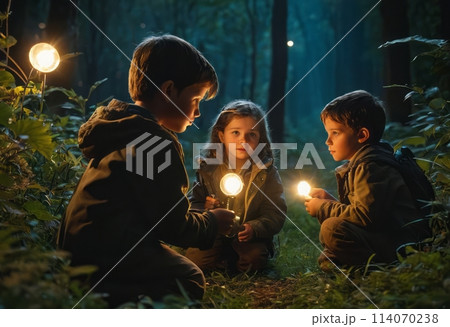 Children with Lanterns in the Woods 114070238