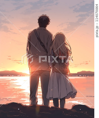 カップルの後ろ姿「AI生成画像」 114070864