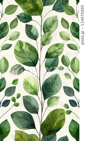 Painting of Leaves on White Background 114070885