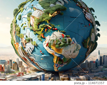 Planet Earth fantasy bright illustration. 114071357
