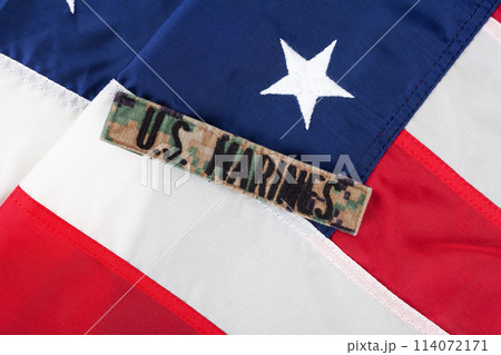 U.S. MARINES Branch Tape on national USA flag 114072171