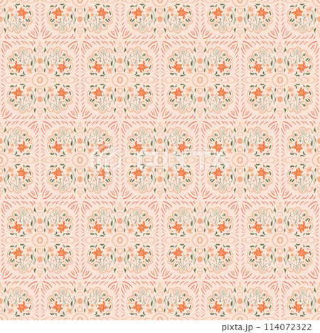 Abstract retro seamless pattern. vintage ornament endless background. Vector flat illustration Abstract retro seamless pattern. vintage ornament endless background. Vector flat illustration 114072322