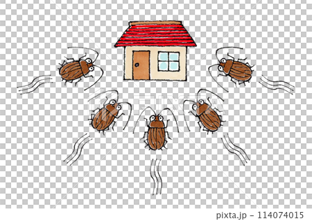 一群蟑螂聚集在房子裡 114074015