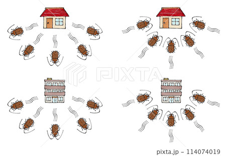 住居に侵入、退散するゴキブリセット 114074019