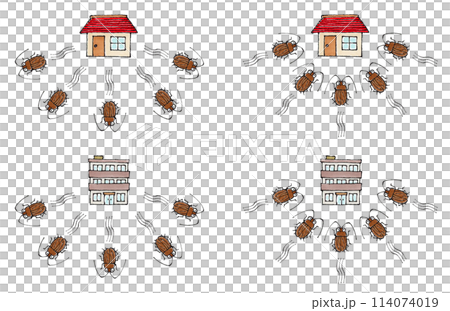 住居に侵入、退散するゴキブリセット 114074019