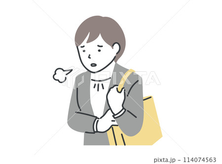 ため息をつくスーツを着た女性 ため息をつくスーツを着た女性 114074563