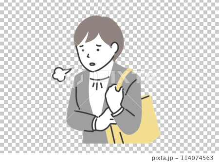 ため息をつくスーツを着た女性 ため息をつくスーツを着た女性 114074563