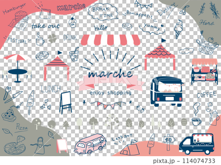 マルシェ　休日のマーケットイラスト素材集 114074733