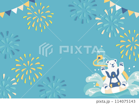 花火とかわいい動物の夏らしい背景 114075143