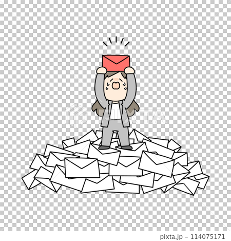 Illustration of a woman in a suit searching for the necessary documents 114075171