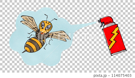 A hornet being sprayed with insecticide A hornet being sprayed with insecticide 114075403