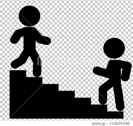 棍子人物在樓梯上互相擦肩而過 棍子人物在樓梯上互相擦肩而過 114076396