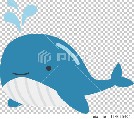 Simple and cute whale illustration material 114076404