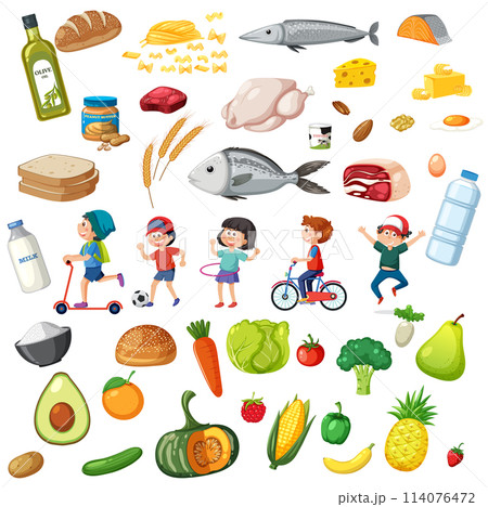 Healthy Lifestyle and Nutrition Vector Illustration 114076472