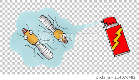 Termites being sprayed with insecticide 114076492