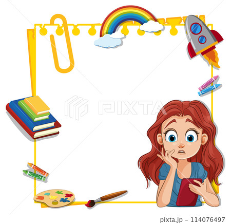 Creative Thoughts Frame with Curious Girl 114076497