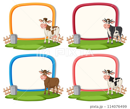 Colorful Frames with Cartoon Cows 114076499