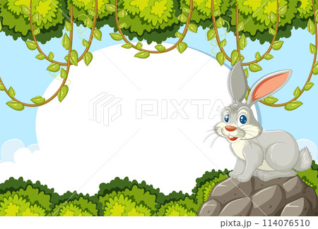 Cheerful Rabbit in Lush Green Forest 114076510