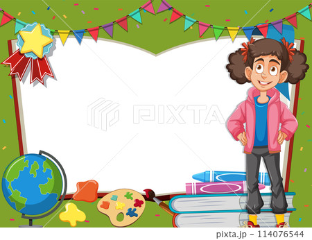 Happy Student with Educational Tools 114076544